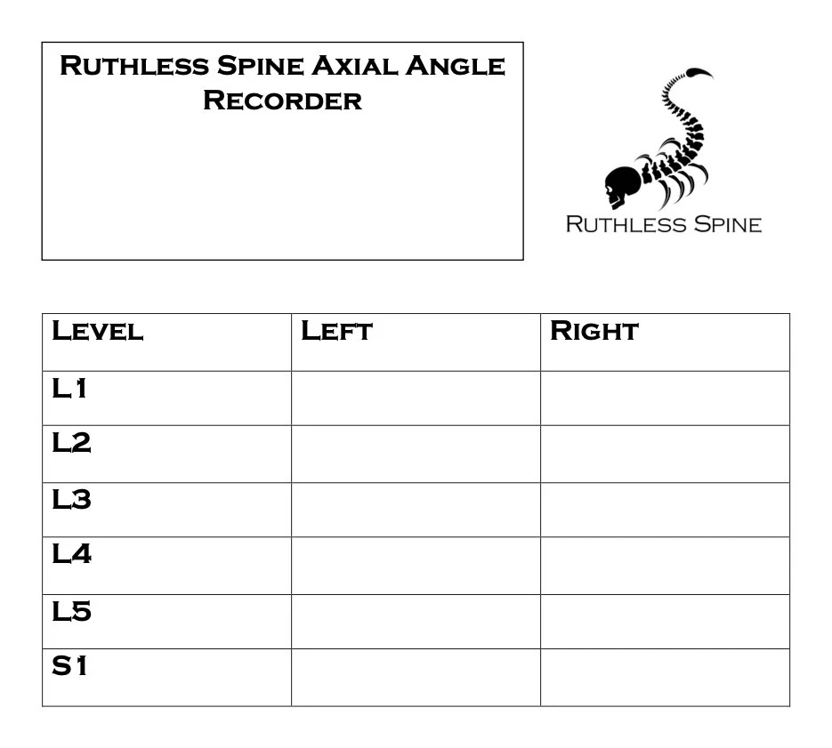 Ruthless Spine Axial Angle Recorder Sheet for downloads